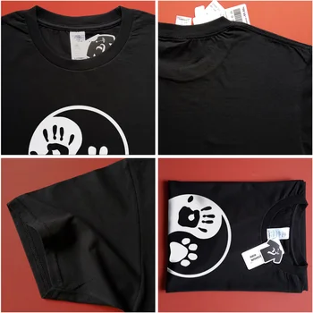 Suņu un Kaķu Ķepu & Puses Print T Iņ Jaņ Tai Chi, Druka, T-krekls, Modes dizains Vasaras gadījuma Tshirt 16 krāsu kokvilnas Unisex t-veida