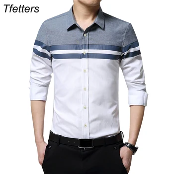 TFETTERS 2020. gadam, Modes Vīriešu Krekli Zīmolu Apģērbu Slim Fit Raibs Svītru Drēbes, Vīriešu Krekls ar garām Piedurknēm Vīriešiem Camiseta Vīrietis