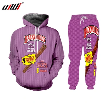 UJWI 3D Drukas aproces Hoodies Streetwear violeta Backwoods pelēkā vārna sporta Krekls Vīriešu Modes rudens ziemas Hip Hop pulovers pelēkā vārna