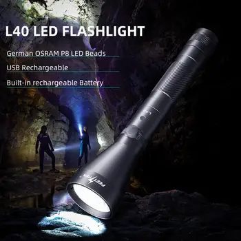 USB Uzlādējams LED Lukturītis 1200 Augstas Lūmeni 18650 Akumulatoru Iekļauts Vienkāršs dizains, Viegla Lāpu Āra Kempings