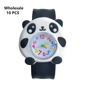 (Vairumtirdzniecības 10 Gab.), Moderns Cartoon Kids Pulksteņi 3D Panda Skalu, Bērniem, Kvarca Pulksteņi Zēns Sporta Bendable Gumijas Siksniņa rokas Pulkstenis