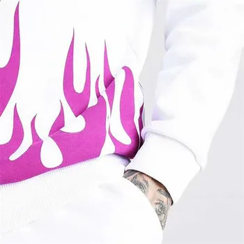 Vīriešu Casualsuit 2-Gabals, kas pelēkā vārna + TrackPants Liesmas Modelis Drukāšanas Pulovers Street Wear Hip Hop gada Pavasarī, Rudenī, Vīriešu Apģērbs