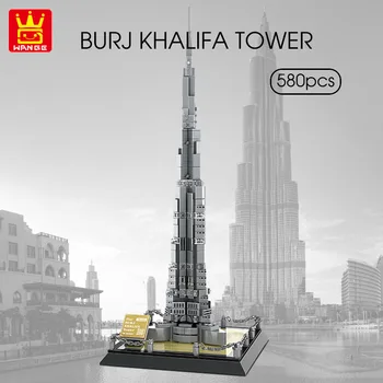 WANGE 580Pcs Pasaules Garākais Arhitektūras Burj Khalifa Tornis Dubaijā, Celtniecības Bloki DIY Modeļa Mākslas Office Home Deco Rakstāmgalda