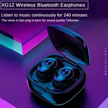 XG12 TWS Bluetooth 5.0 HiFi Bezvadu Brīvroku Austiņas Spēļu Earbuds ar Mic Uzlādes Kaste