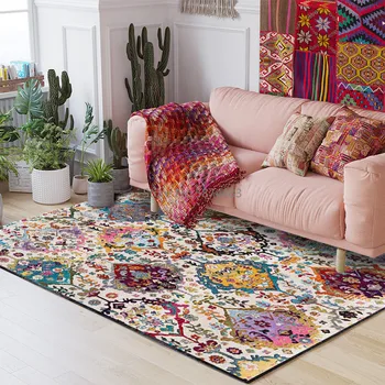Ziedu Paklāji, persiešu Vintage Maroka Anti-Skid Žakarda Paklāja Dzīvojamā Istaba Guļamistaba Grīdas Paklājs neslīdoša paklājos Absorbenta