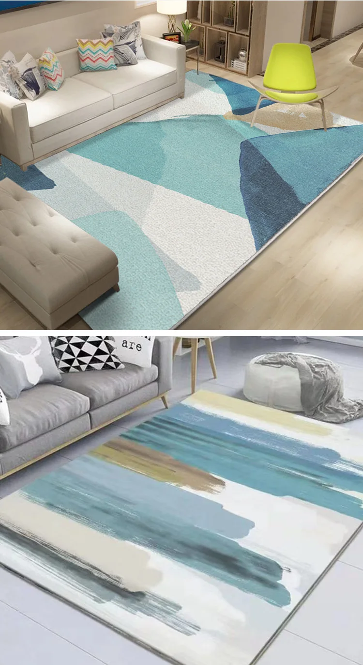 Mūsdienu Vienkāršu Paklāju viesistabā Neregulāra Taisnstūra Ģeometrija 3D Modelis Guļamistaba Dīvāna, Krēsla Apdare, Iekštelpu Kvalitātes Lieli Paklāji