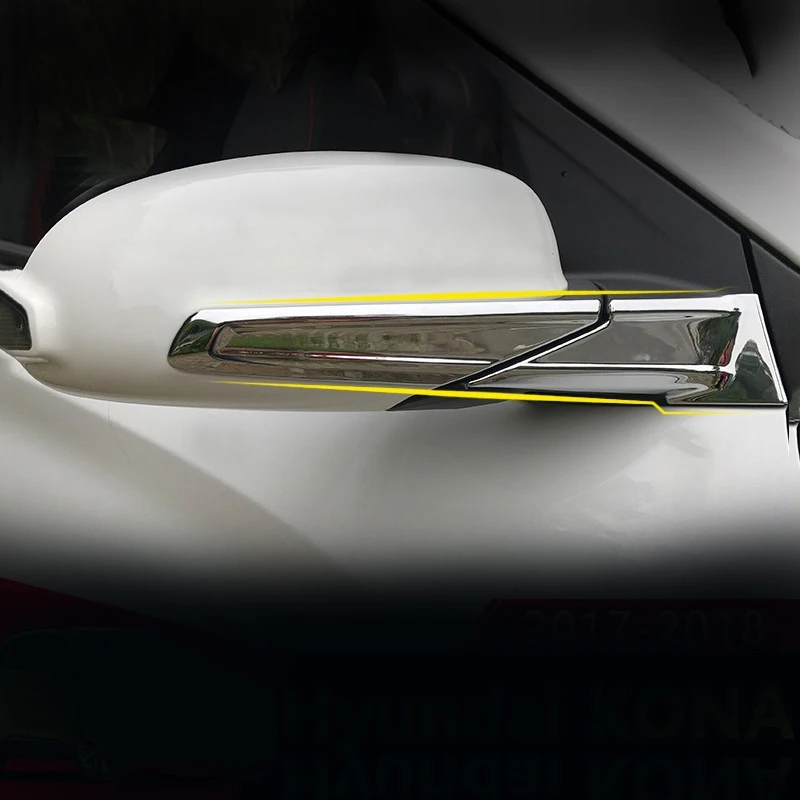ABS Chrome Auto Stils Atpakaļskata Spoguļi Vāka Apdare Liešanas Lentes Uzlīmes Par Hyundai Kona Encino 2017 2018 2019 Piederumi