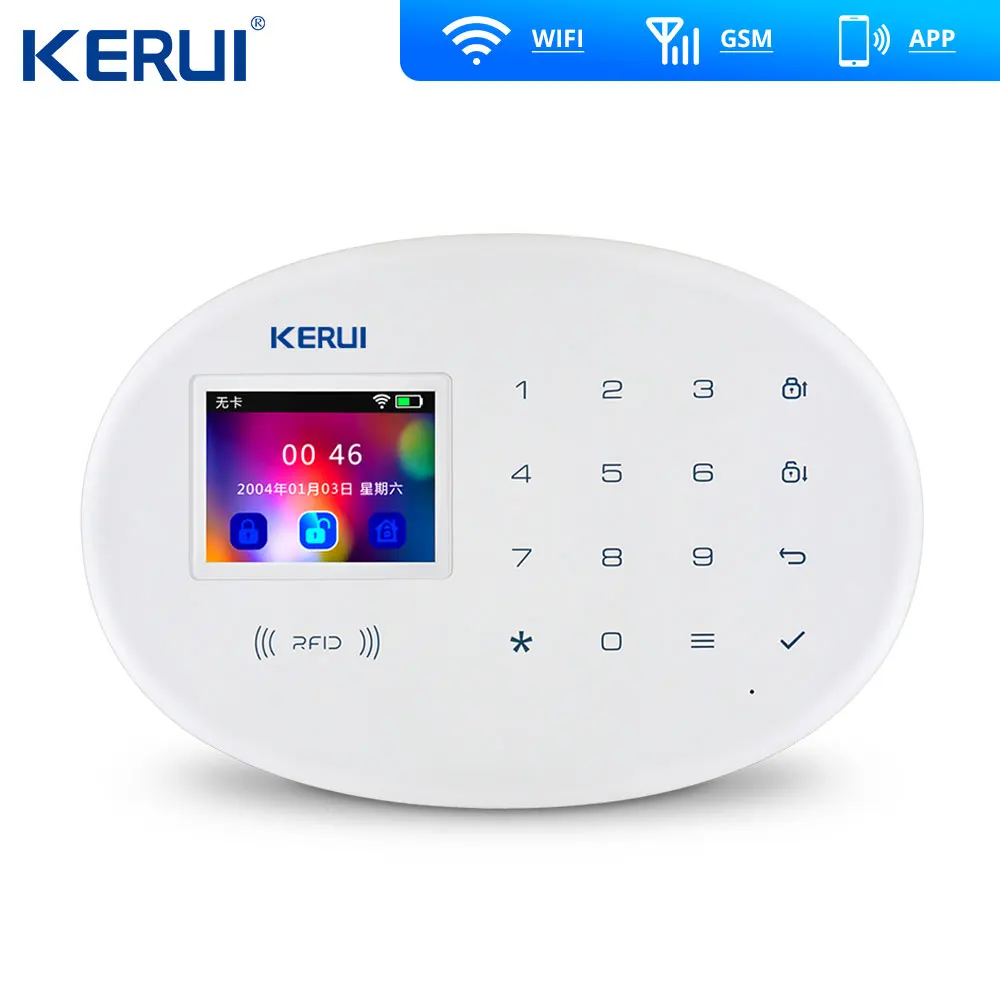 KERUI W20 Bezvadu WiFi bezvadu GSM Drošības Sistēmas 3MP Āra Cam Apsardzes Signalizācijas Komplekts APP RFID Kartes 3MP Āra Wifi Kameru Strobe Sirēnas