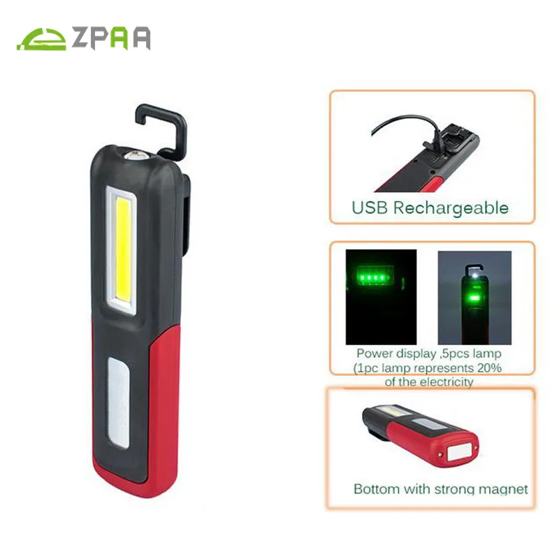 ZPAA USB Uzlādējams LED Lukturītis Lukturītis Darba Gaismas Stāvēt COB Lanterna Magnētiskais ĀĶIS Iebūvēts Akumulators Spilgti Remonta Darbu Lampas