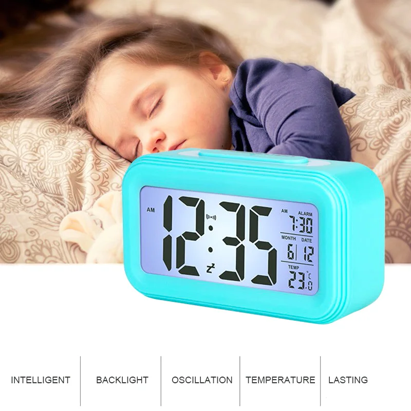 LED Digitālais Modinātājs Multi-function Elektronisko Smart Digital LCD Displejs Saprātīga Sajūta Apgaismojums Atlikt Bērnu Pulkstenis