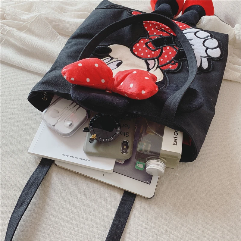 Disney Mickey Mouse Dāma Audekls Crossbody Pleca Soma Karikatūra Modes Minnie Somā Lielu Jaudu Iepirkšanās + Skolas Soma