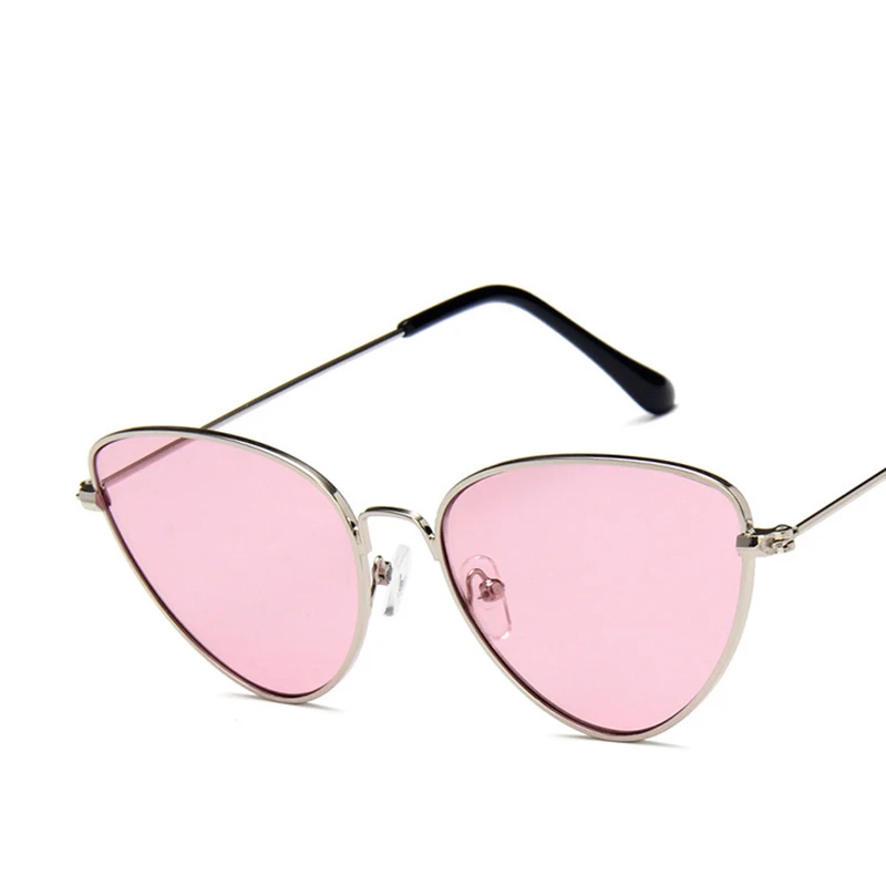 Sieviešu Cat Eye Saulesbrilles Vintage Zīmolu, Dizaineru, Saules Brilles Sievietes, Dāmas Retro Metāla Rāmja Brilles Sarkanā Puse Brilles uv400