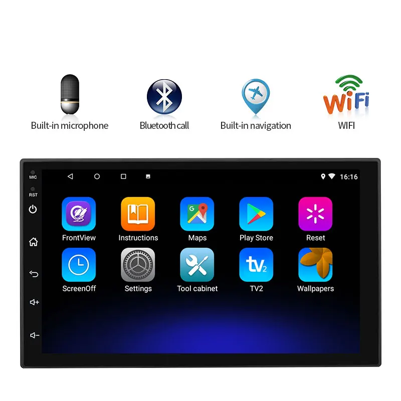 1 DIN Regulējams Automašīnas Stereo Radio Android 9.1 7 Collu Sazinieties ar Ekrānu, FM 1080P Quad-Core GPS Navigācijas MP5 Player 2G RAM 32G ROM