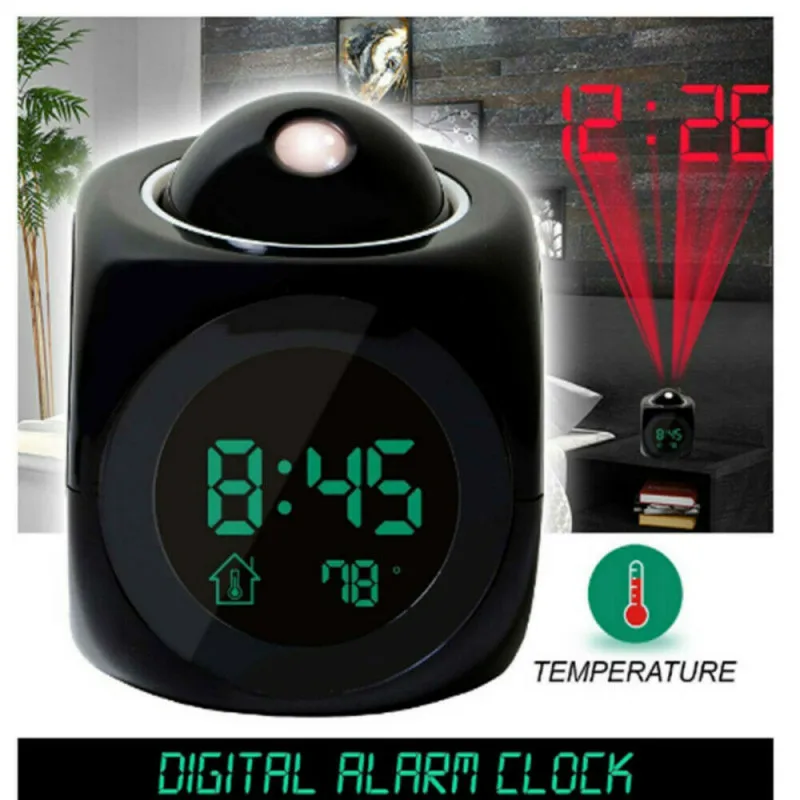 Digitālais Modinātājs LED Projektors Temperatūras Termometrs Galda Laiks, Datums Display Projekcijas Kalendāra USB Lādētāju, Galda Pulkstenis