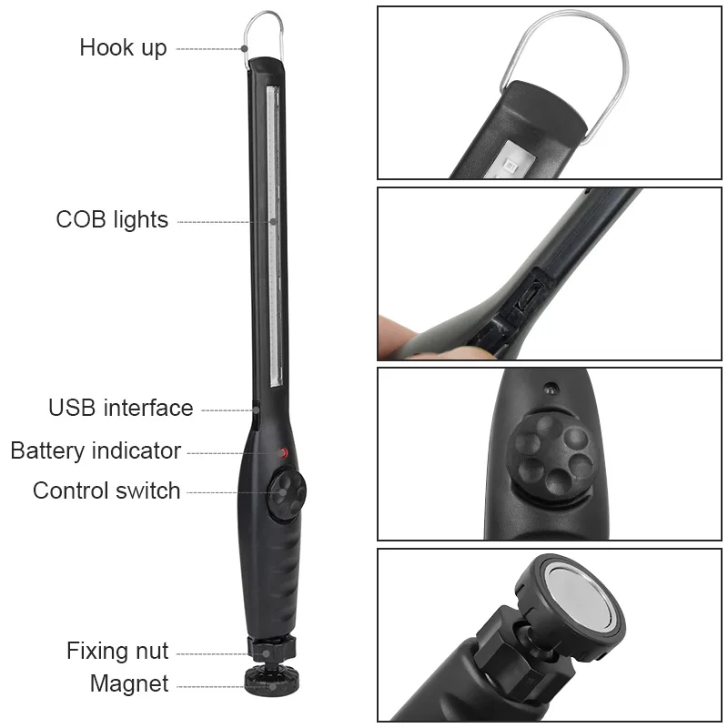 Sterilizēt UV-C Lampa Uv Lukturīti Portatīvo Germicidal LED Lukturītis USB Lādējamu Magnētisko Laternu Rokas Darba Gaismas