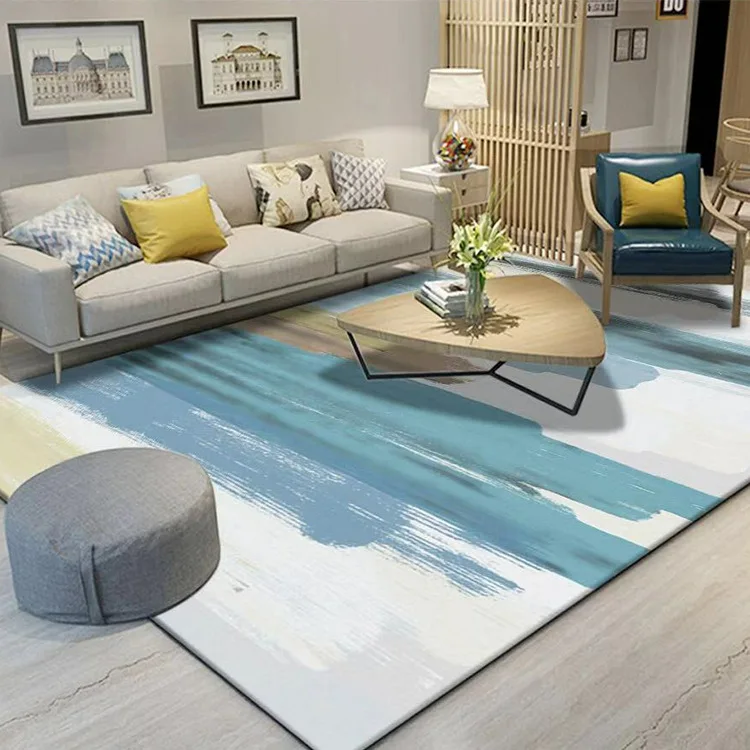 Mūsdienu Vienkāršu Paklāju viesistabā Neregulāra Taisnstūra Ģeometrija 3D Modelis Guļamistaba Dīvāna, Krēsla Apdare, Iekštelpu Kvalitātes Lieli Paklāji