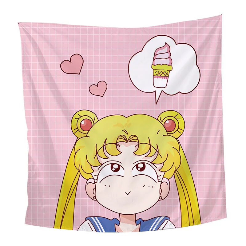 Sailor Moon Gobelēni Anime Sienas Karājas Princese Tsukino Usagi Gobelēns Jogas Paklājiņus Pludmales Dvieli Mājās Dzīvo Jamo Istabu Rotājumi