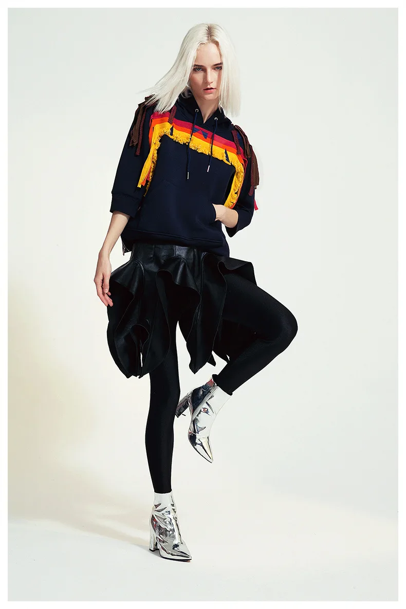 Raibs Izšuvumi Sieviešu Kapuci sporta Krekls ar garām Piedurknēm Apkakli Streetwear Sieviešu Krekli 