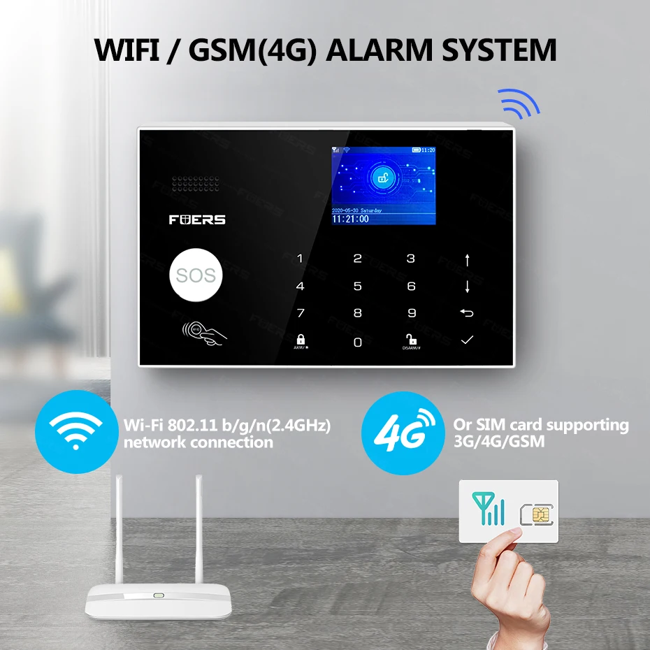 4G Tuya Alexa Wifi bezvadu GSM signalizācijas sistēmas, drošības mājās Saules Sirēnu Pieskarieties tastatūras Smart Home apsardzes pakalpojumi, Apsardzes Signalizācijas Sistēma, ip kameras Wifi