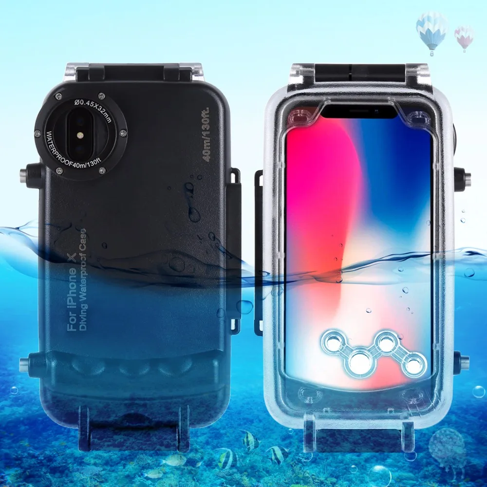 HAWEEL iPhone X / XS Niršanas Gadījumā 40m/130ft Ūdensizturīgs Korpuss Foto Video Ņemot Zemūdens Segtu Snorkeling Gadījumā Triecienizturīgs