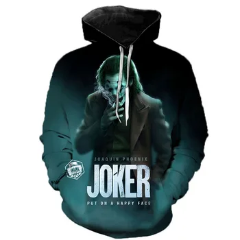 Šausmu Filmas Joker 3D Drukas pelēkā vārna Smieklīgi Pulovers Klauns sporta Krekls Hip Hop Sudadera Hombre Mētelis Streetwear Harajuku Hoodies